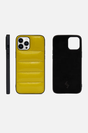 iPhone Puffer Case - Quilted - Snapchat Yellow Patent
