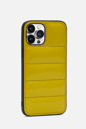 iPhone Puffer Case - Quilted - Snapchat Yellow Patent