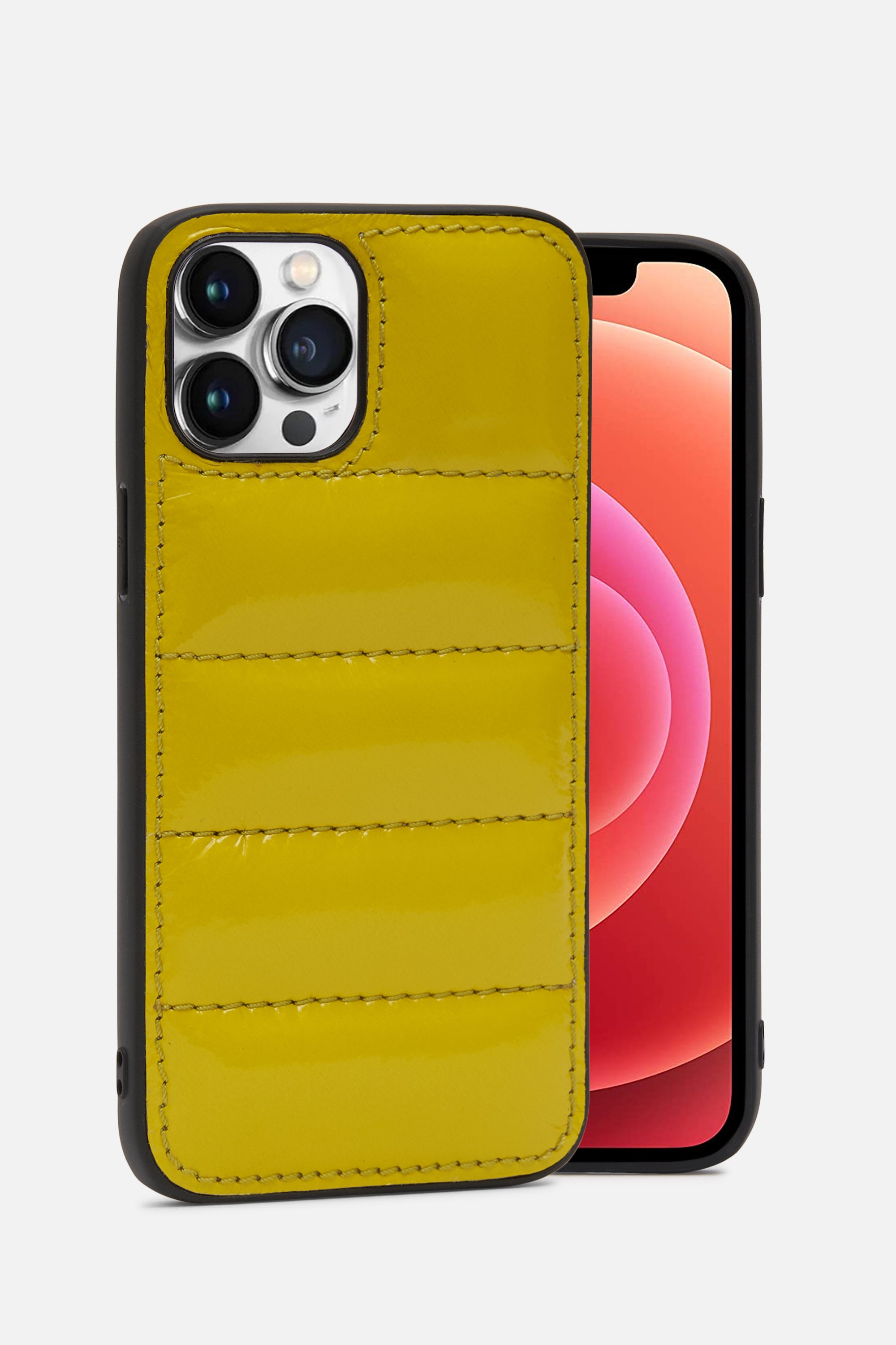 iPhone Puffer Case - Quilted - Snapchat Yellow Patent