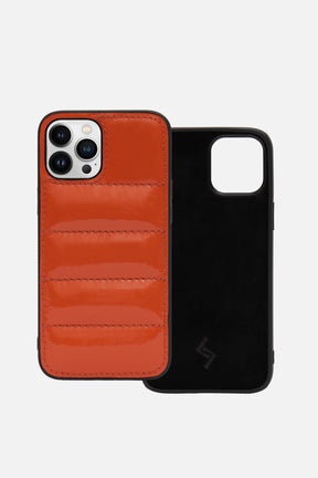 iPhone Puffer Case - Quilted - International Orange Patent