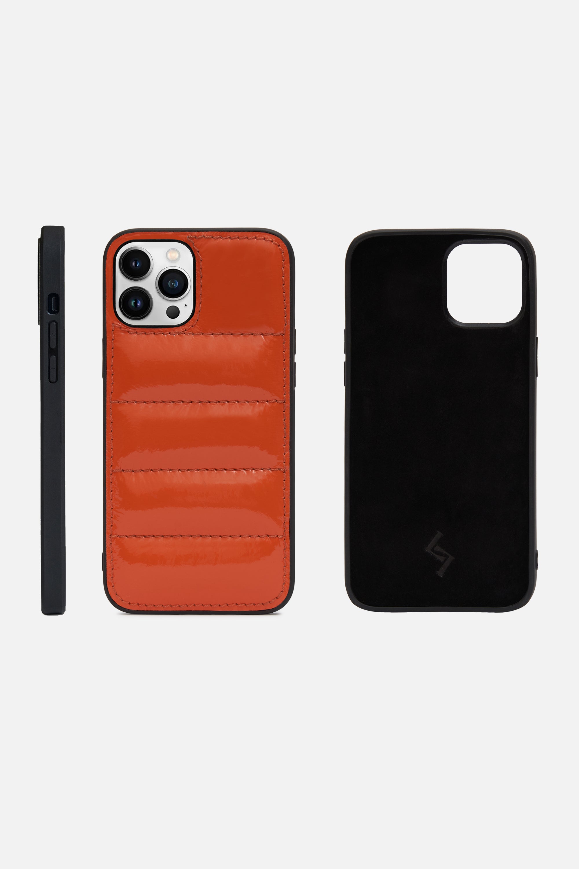 iPhone Puffer Case - Quilted - International Orange Patent