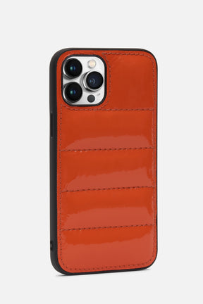 iPhone Puffer Case - Quilted - International Orange Patent