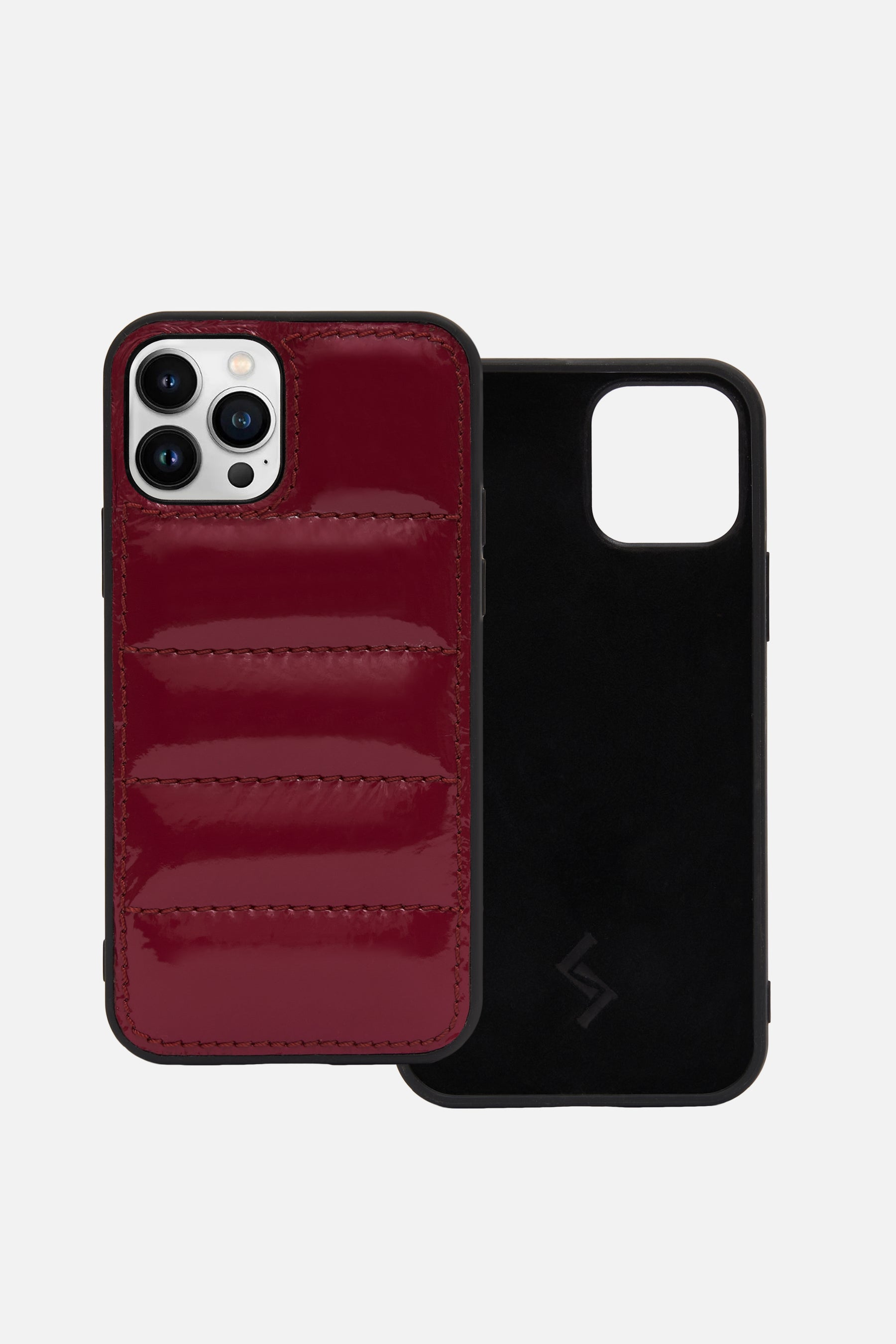iPhone Puffer Case - Quilted - Sangria Red Patent