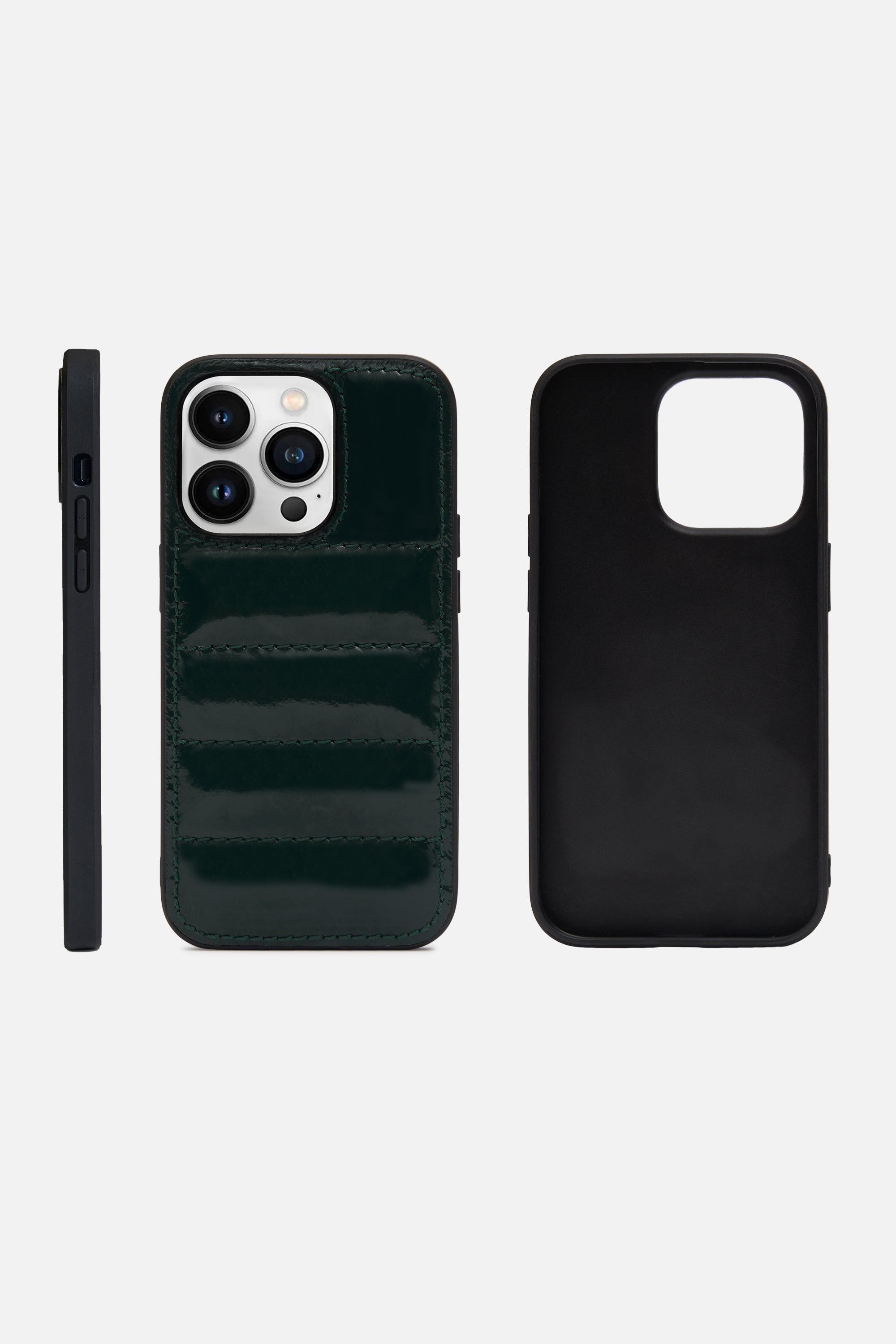 iPhone Puffer Case - Quilted - Sacramento Patent Green