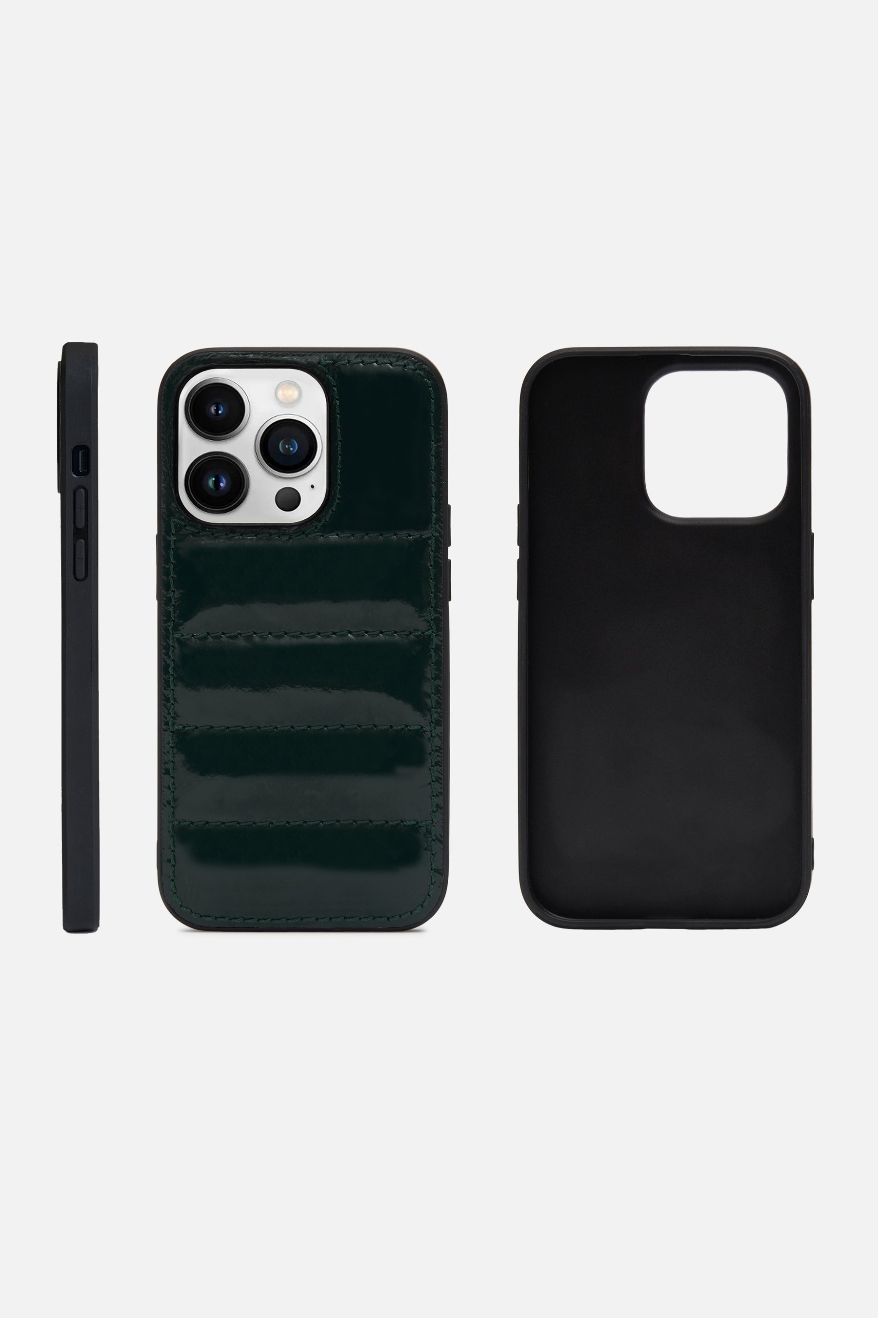 iPhone Puffer Case - Quilted - Sacramento Patent Green