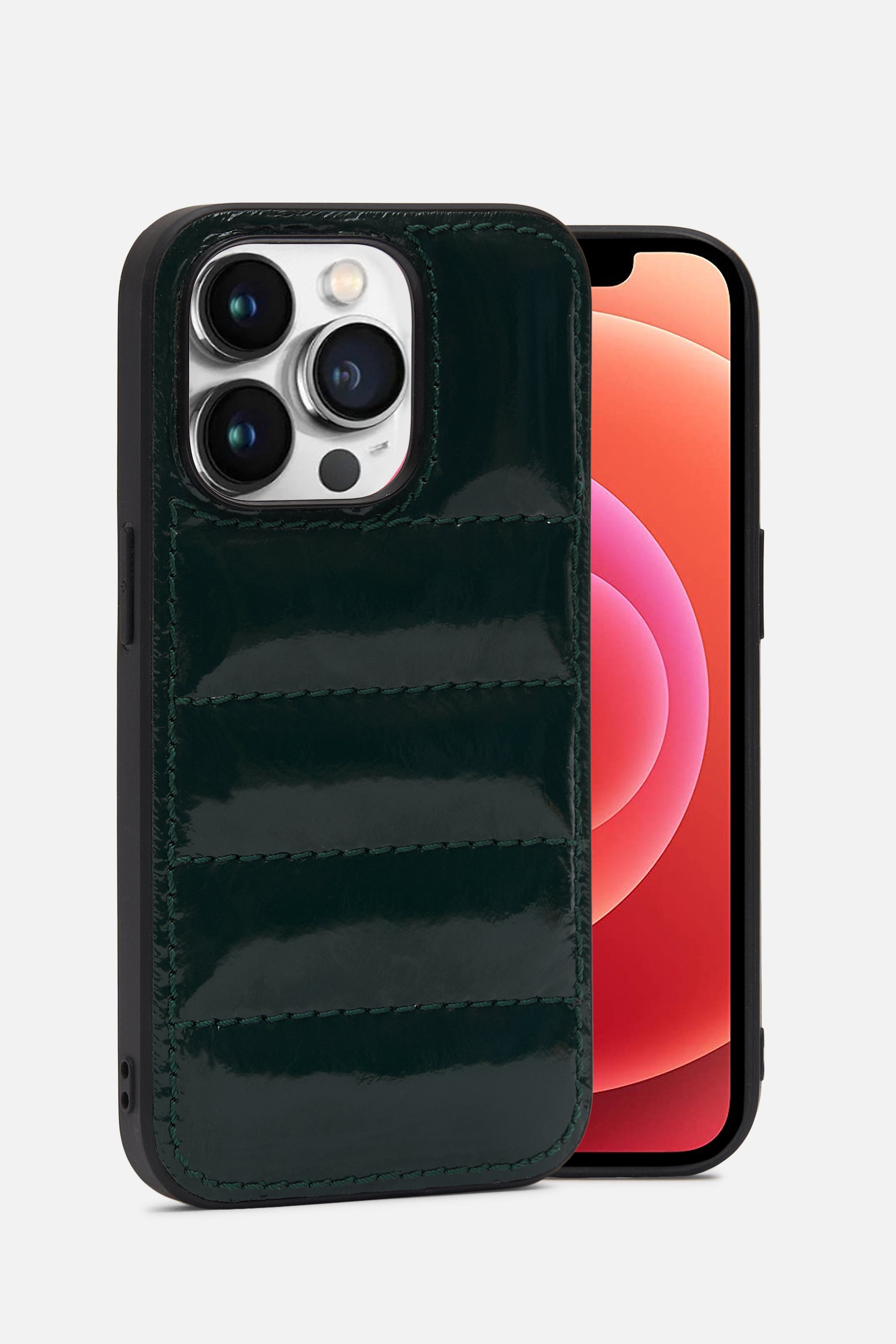 iPhone Puffer Case - Quilted - Sacramento Patent Green