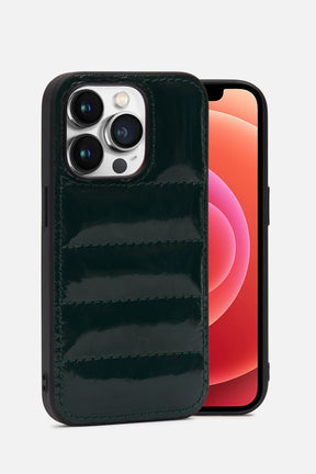iPhone Puffer Case - Quilted - Sacramento Patent Green