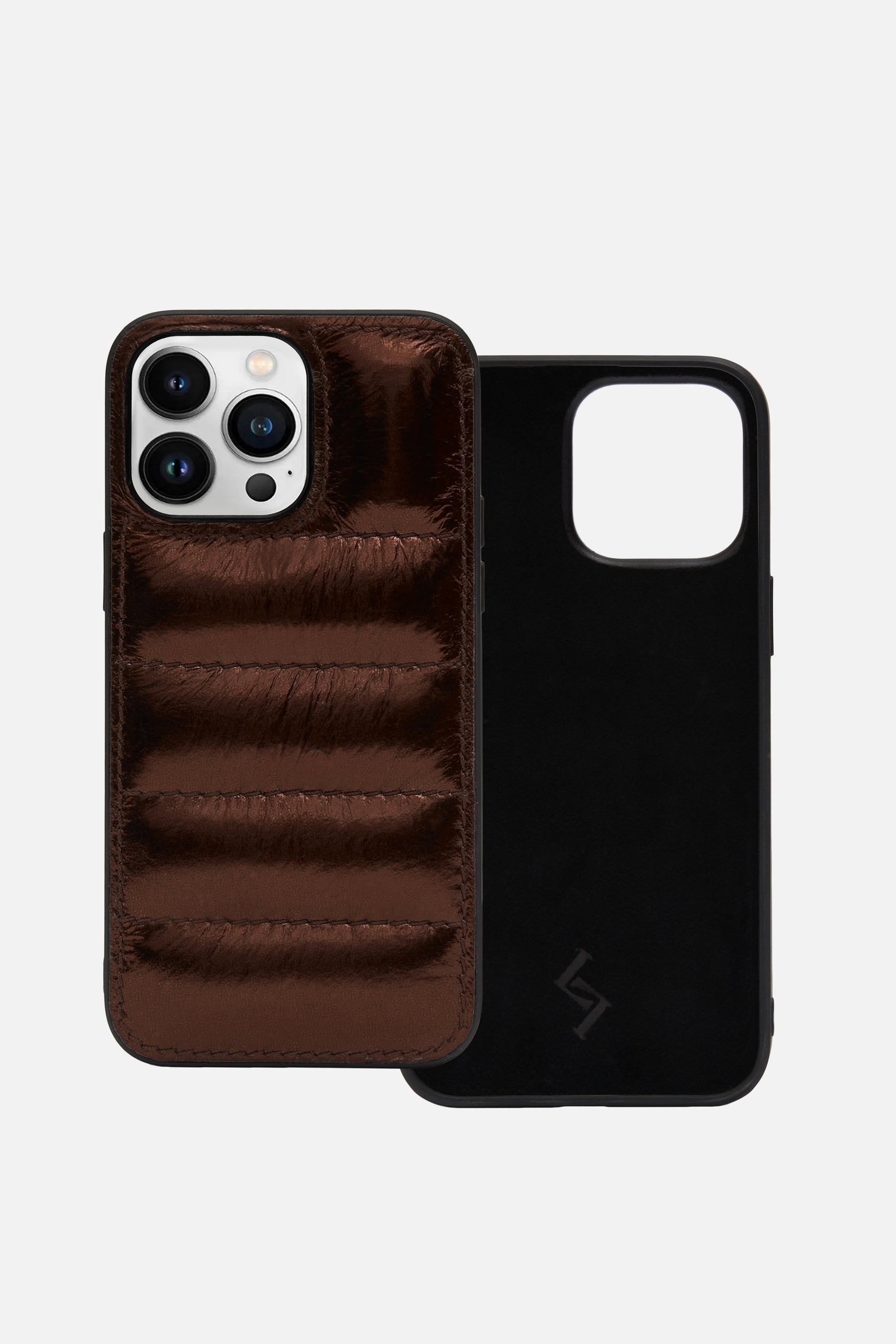iPhone Puffer Case - Quilted - Hickory Brown Metallic