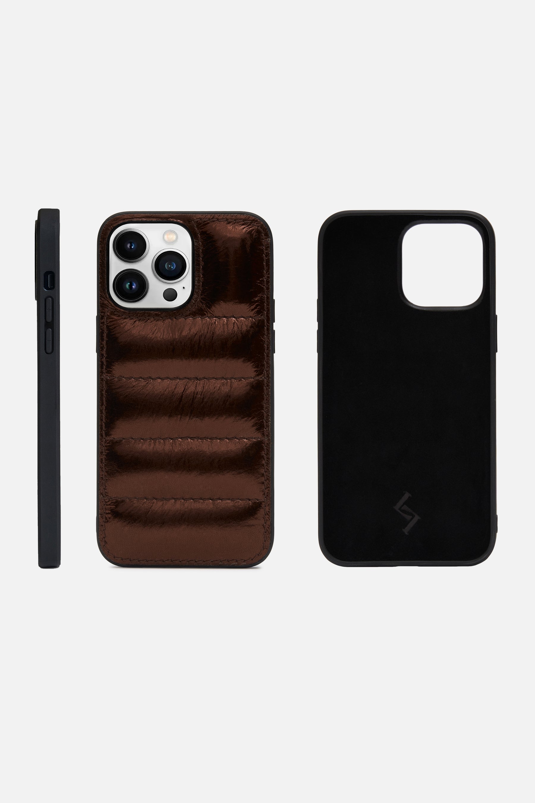 iPhone Puffer Case - Quilted - Hickory Brown Metallic