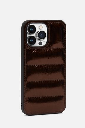 iPhone Puffer Case - Quilted - Hickory Brown Metallic