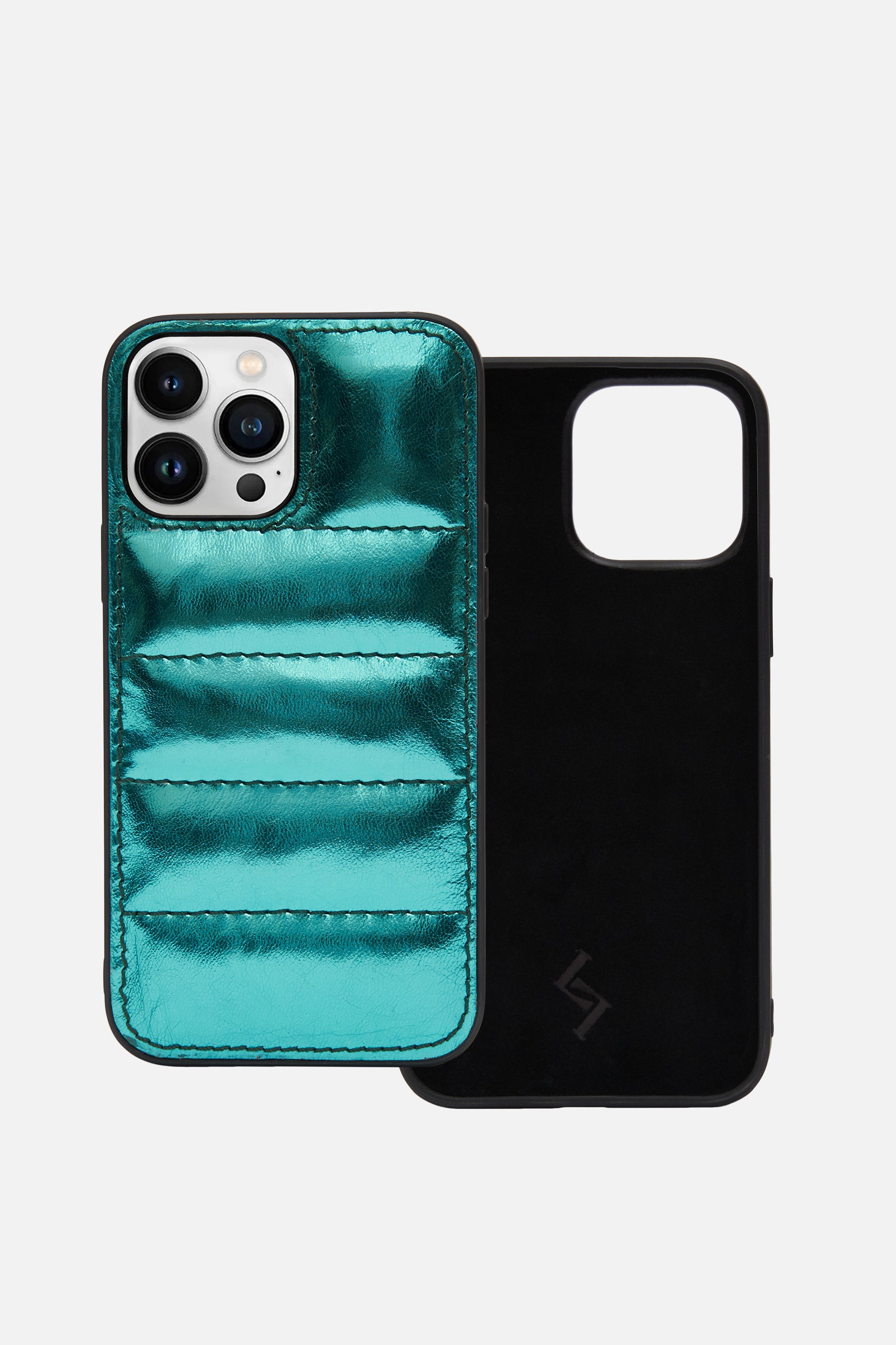 iPhone Puffer Case - Quilted - Groto Blue Metallic