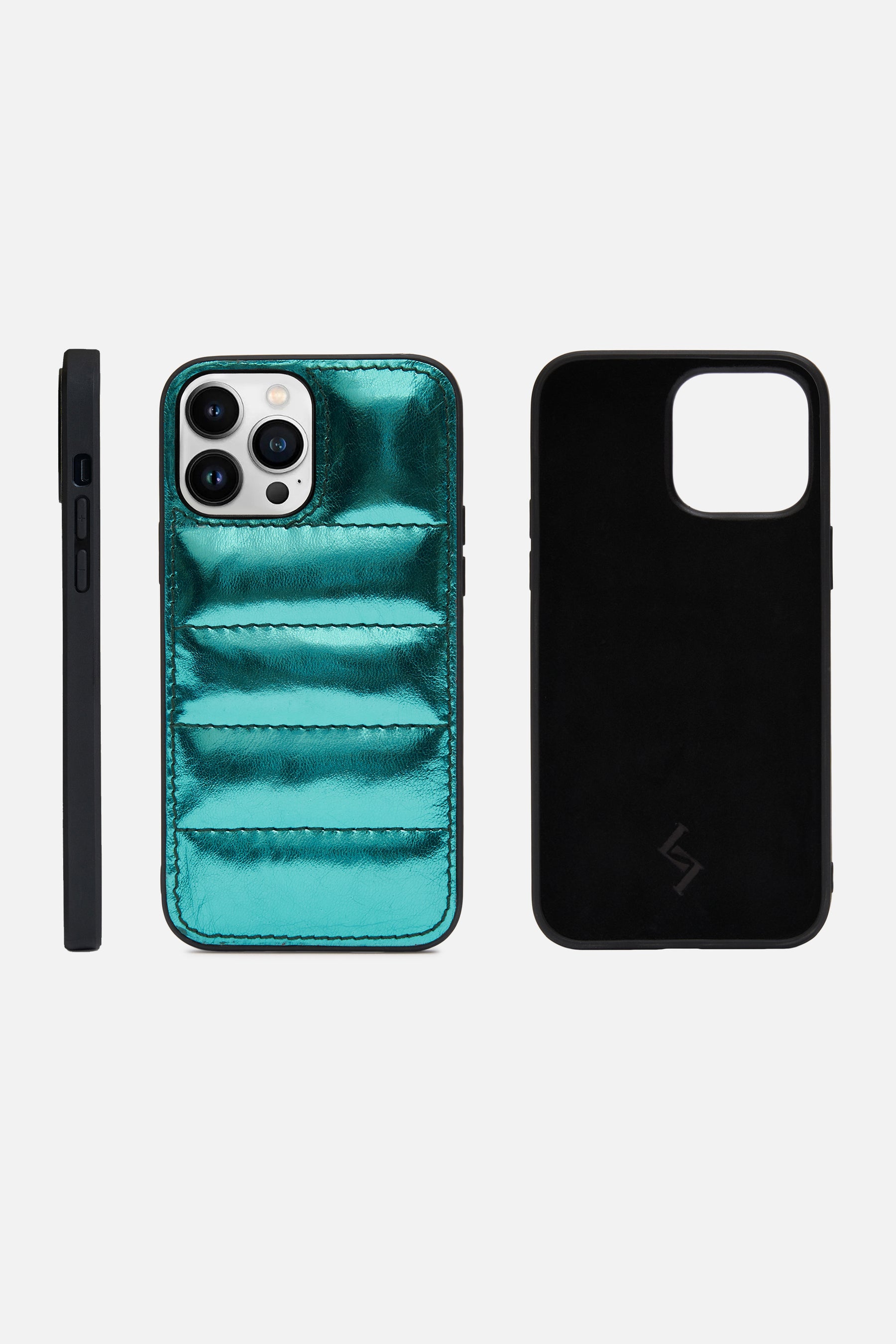 iPhone Puffer Case - Quilted - Groto Blue Metallic