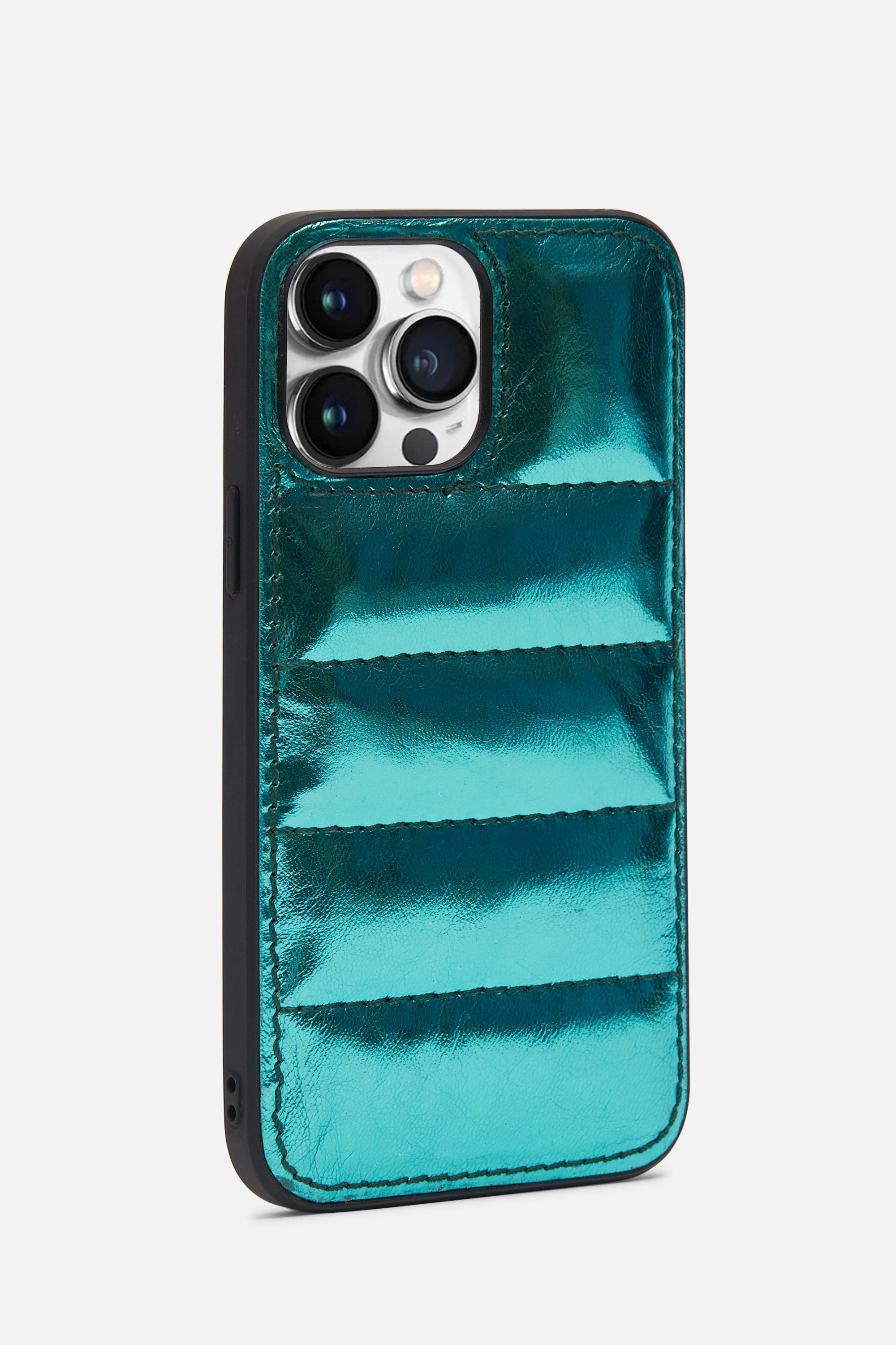 iPhone Puffer Case - Quilted - Groto Blue Metallic