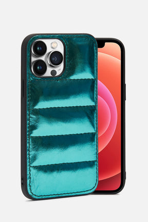 iPhone Puffer Case - Quilted - Groto Blue Metallic
