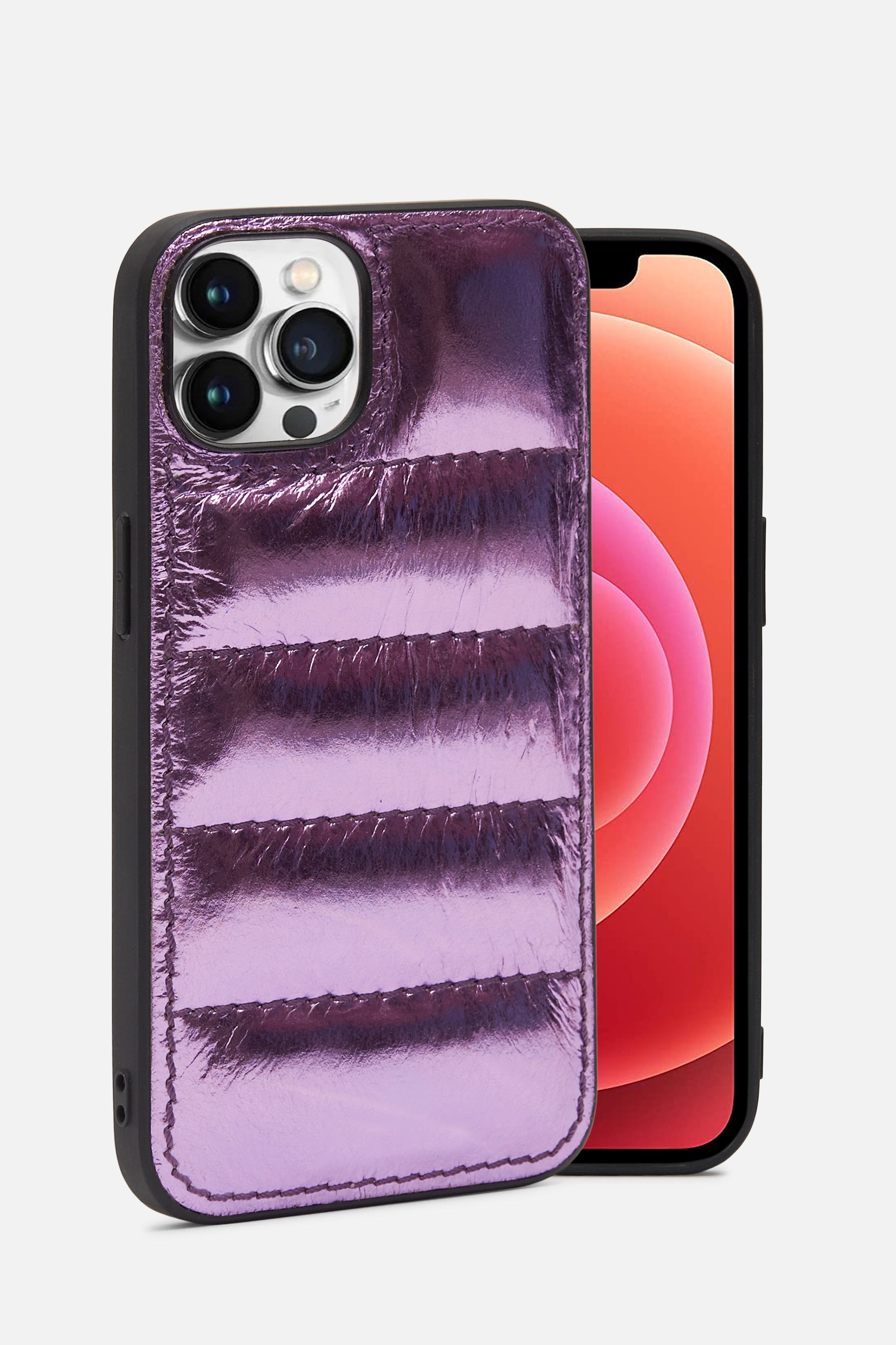 iPhone Puffer Case - Quilted - Iris Purple Metallic