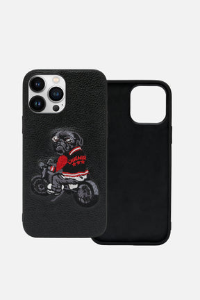 Iphone Case - Biker Pug Dog Version- Black