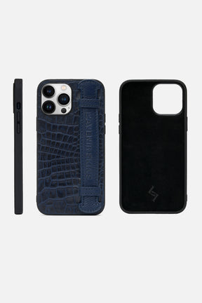 iPhone Case With Strap - Croco Ocean Caven Blue