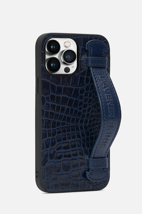 iPhone Case With Strap - Croco Ocean Caven Blue