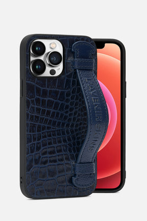 iPhone Case With Strap - Croco Ocean Caven Blue