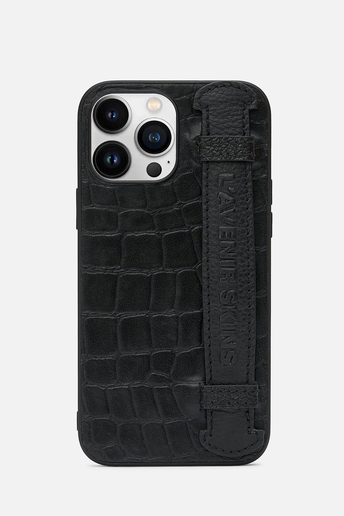 Iphone Case With Strap - Croco Black