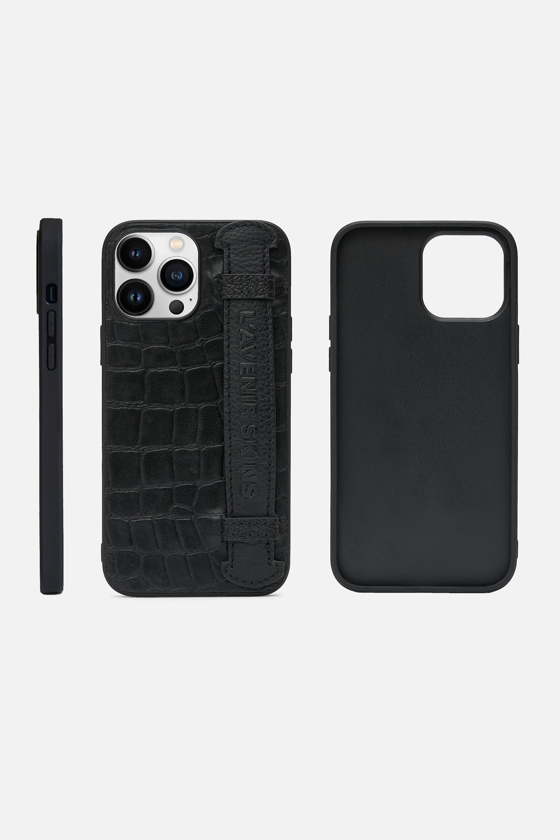 iPhone Case With Strap - Croco Black