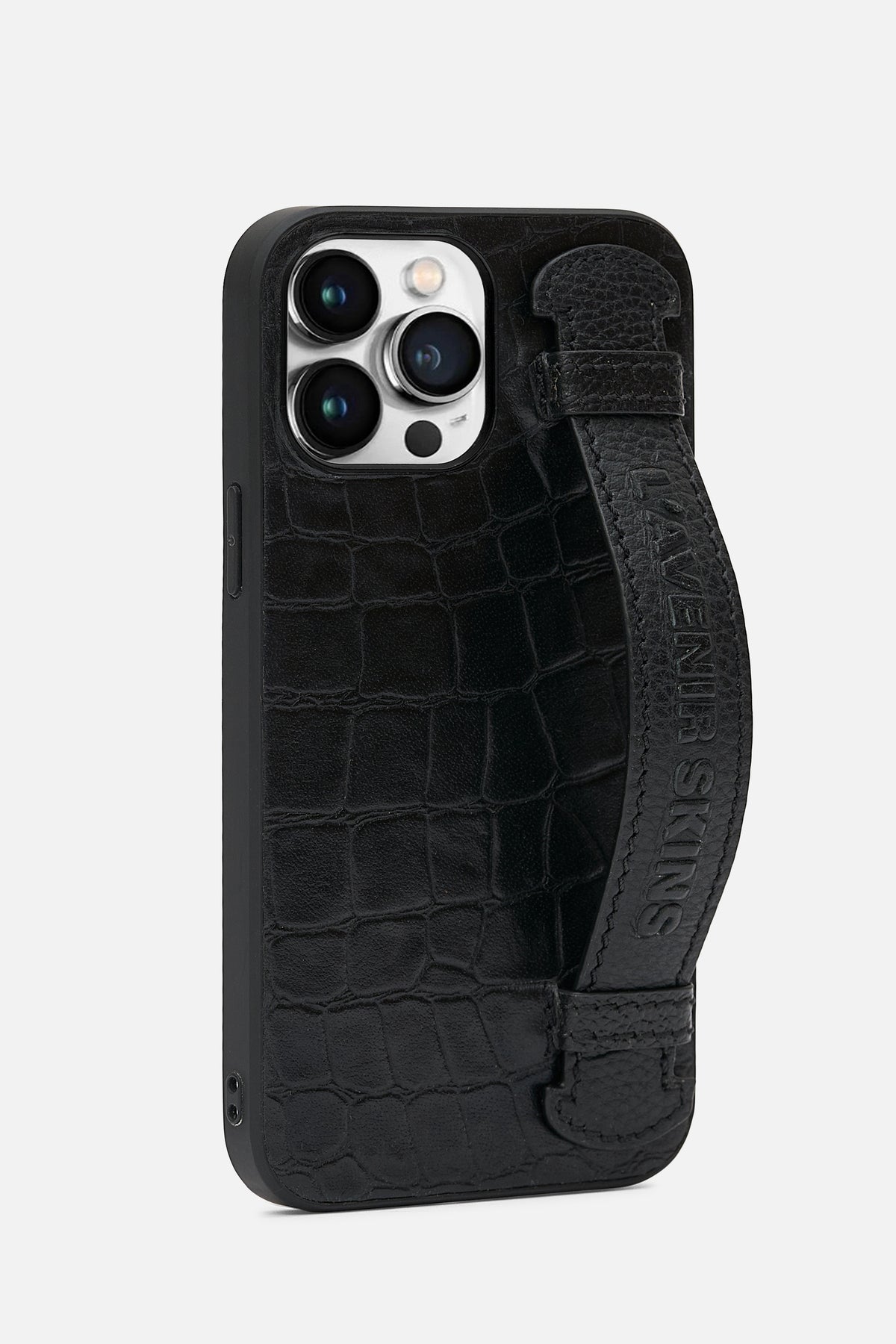 Iphone Case With Strap - Croco Black