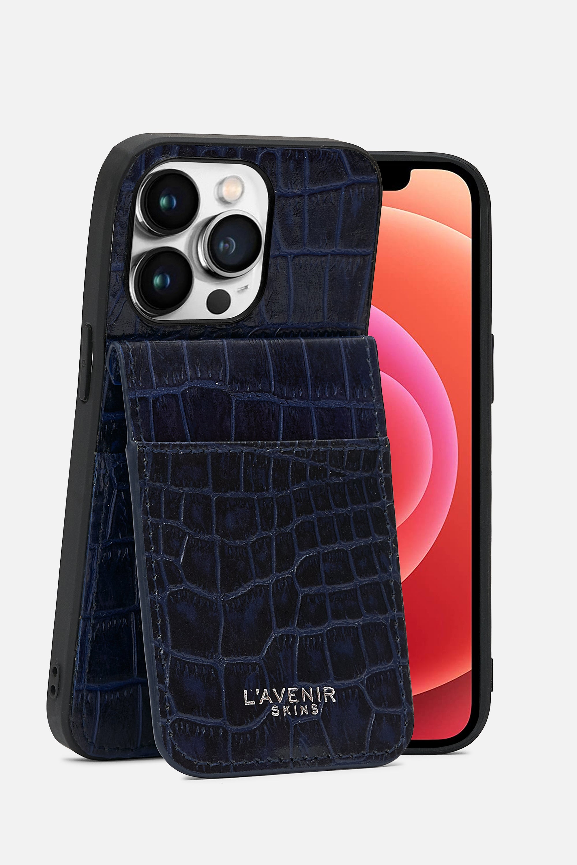 iPhone Wallet Case - Croco Ocean Caven Blue
