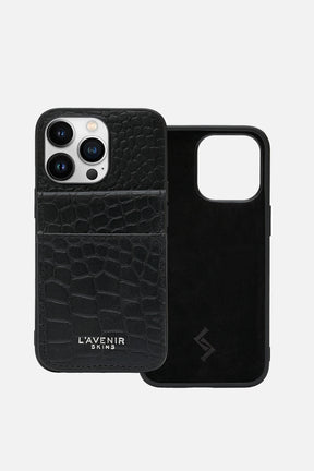 Iphone  Wallet Case - Croco Black