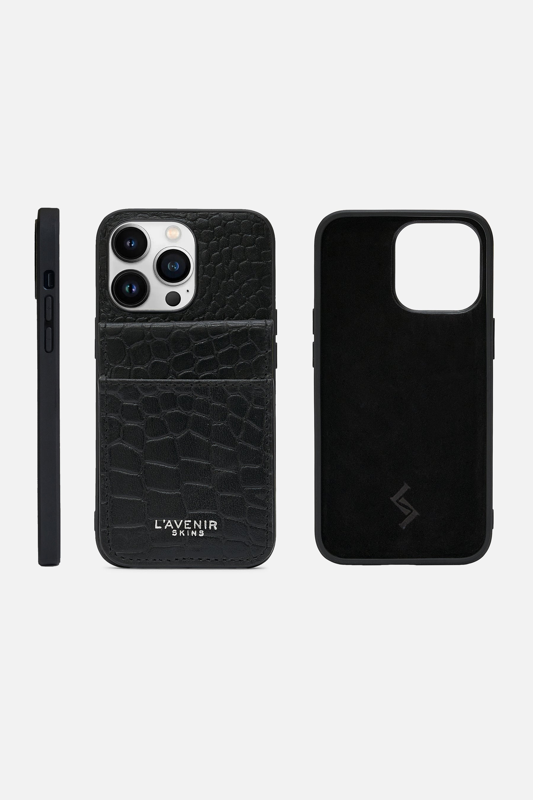 Iphone  Wallet Case - Croco Black