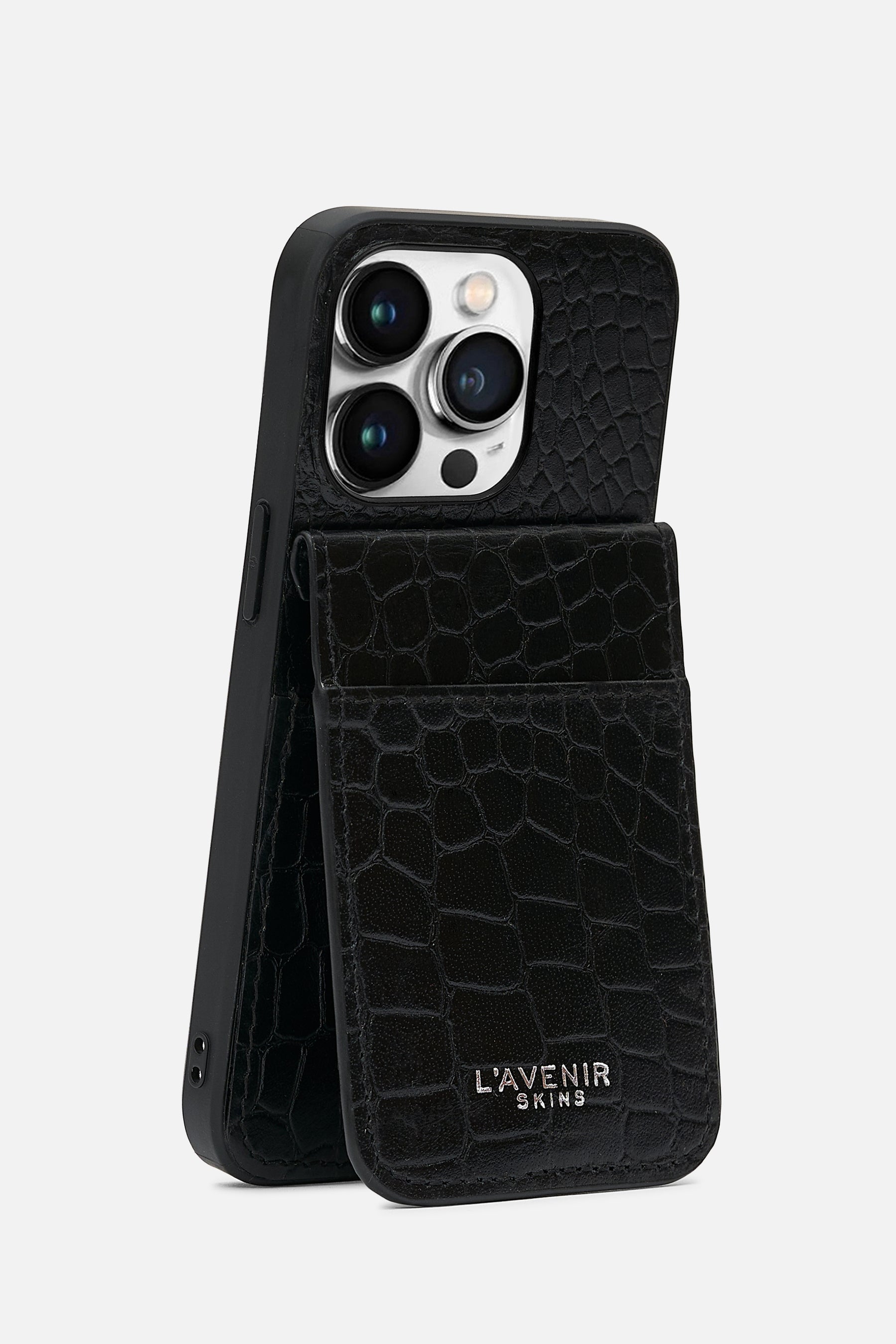 iPhone Wallet Case - Croco Black