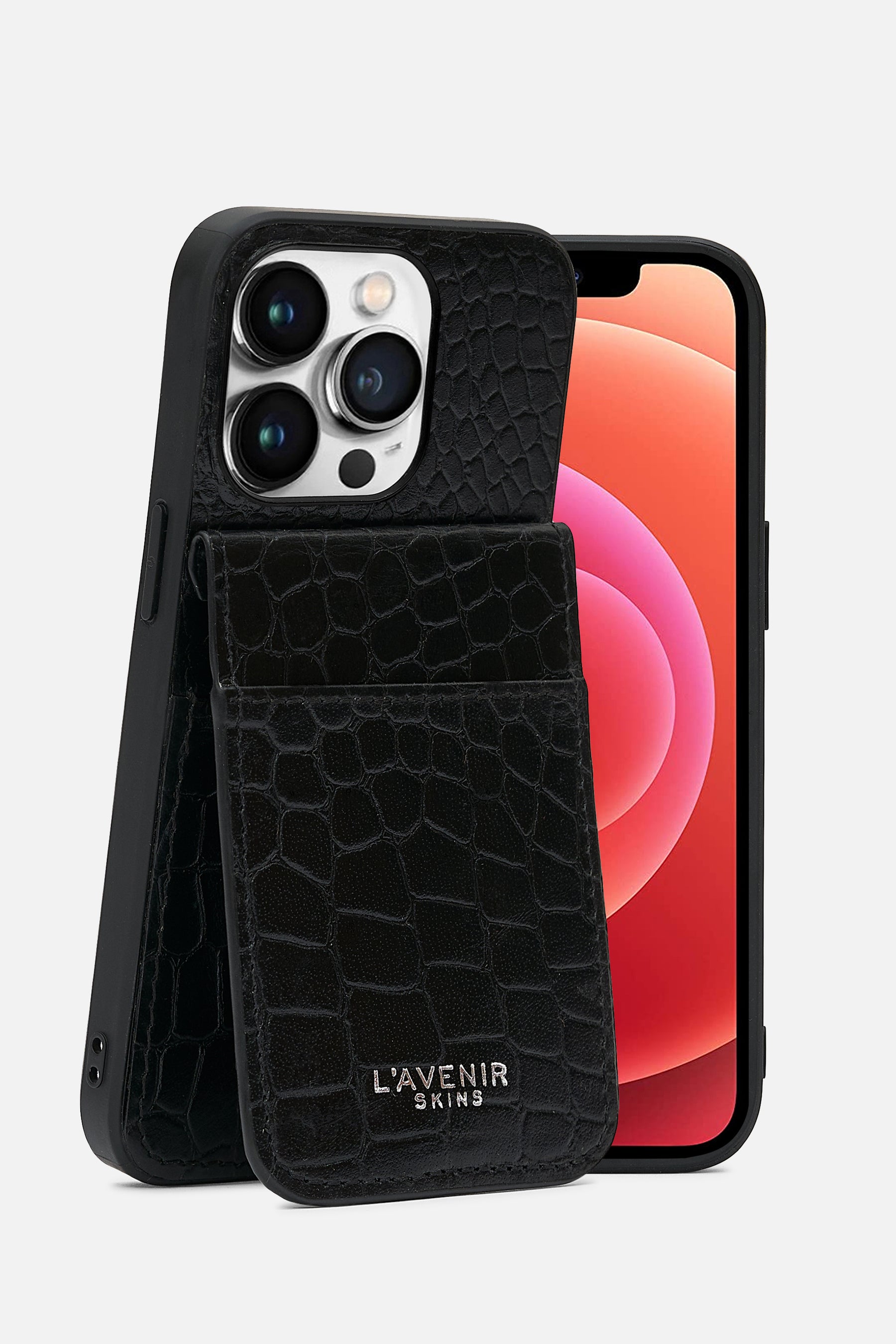 Iphone  Wallet Case - Croco Black
