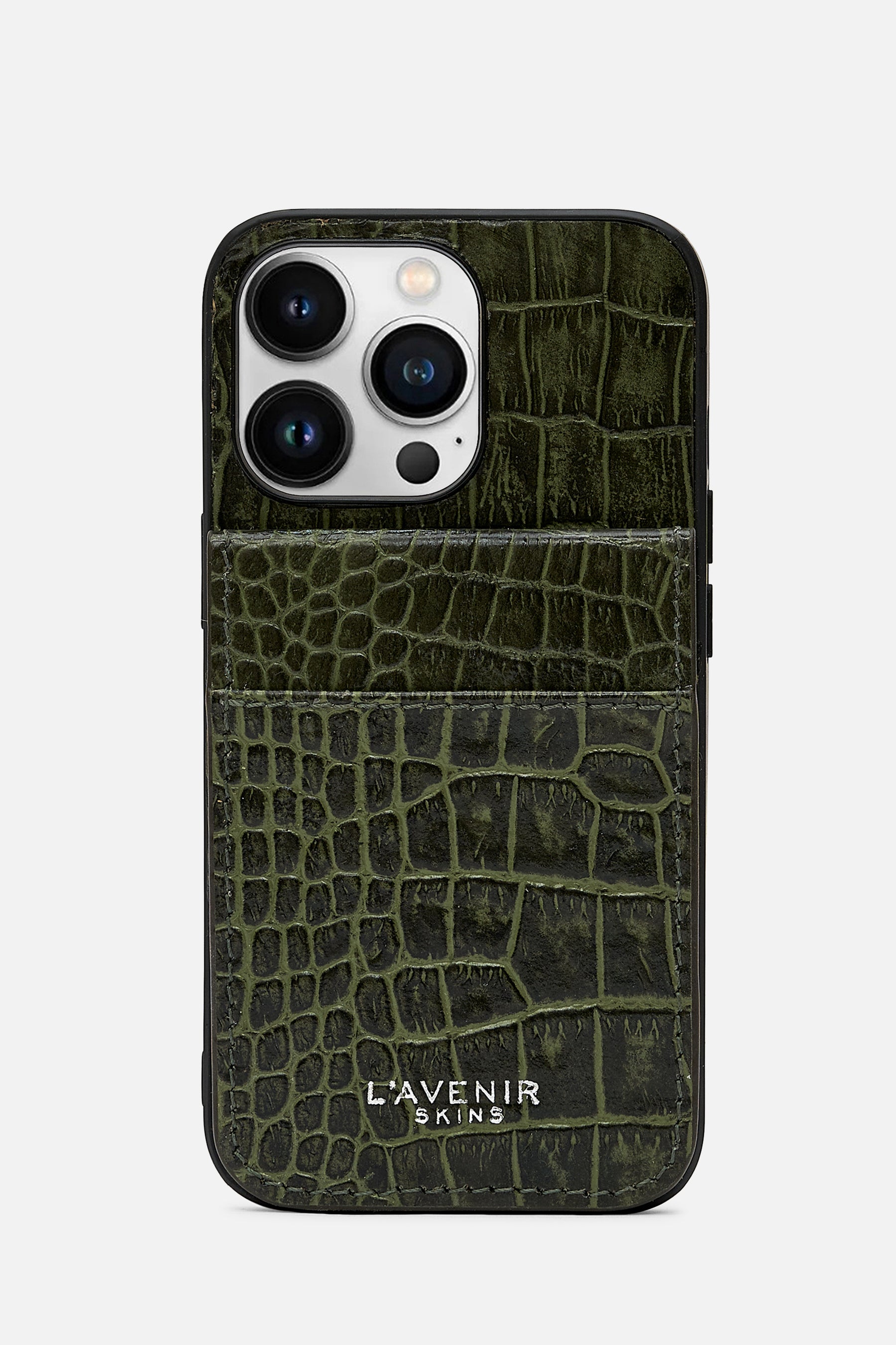 iPhone  Wallet Case - Croco Deep Lichen Green