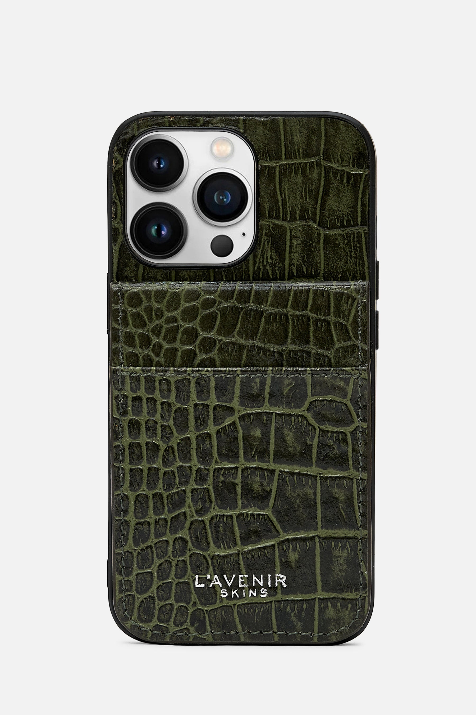 Iphone  Wallet Case - Croco Deep Lichen Green