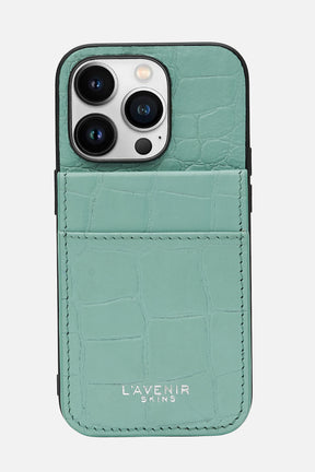 iPhone Wallet Case - Croco Teacup Teal