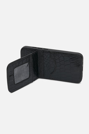 Iphone  Wallet Case - Croco Black