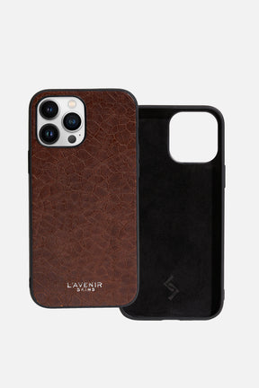 IPHONE SOLID CASE - CRACKLE LEATHER - BROWN