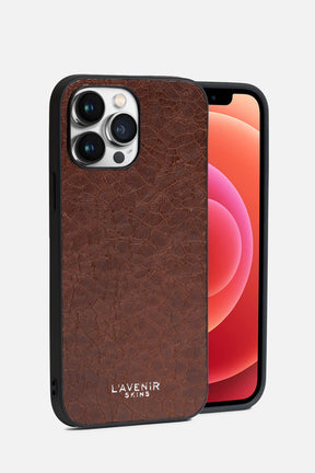 IPHONE SOLID CASE - CRACKLE LEATHER - BROWN