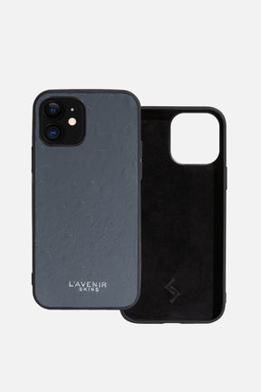 IPHONE SOLID CASE - OSTRICH  LEATHER - GREY
