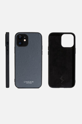 IPHONE SOLID CASE - OSTRICH  LEATHER - GREY