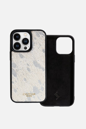 IPHONE CASE - HAIR ON LEATHER - WHITE