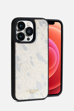 IPHONE CASE - HAIR ON LEATHER - WHITE