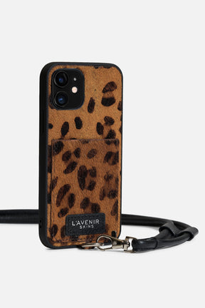 iPhone Sling Case - Hair On Leather - Leopard Print