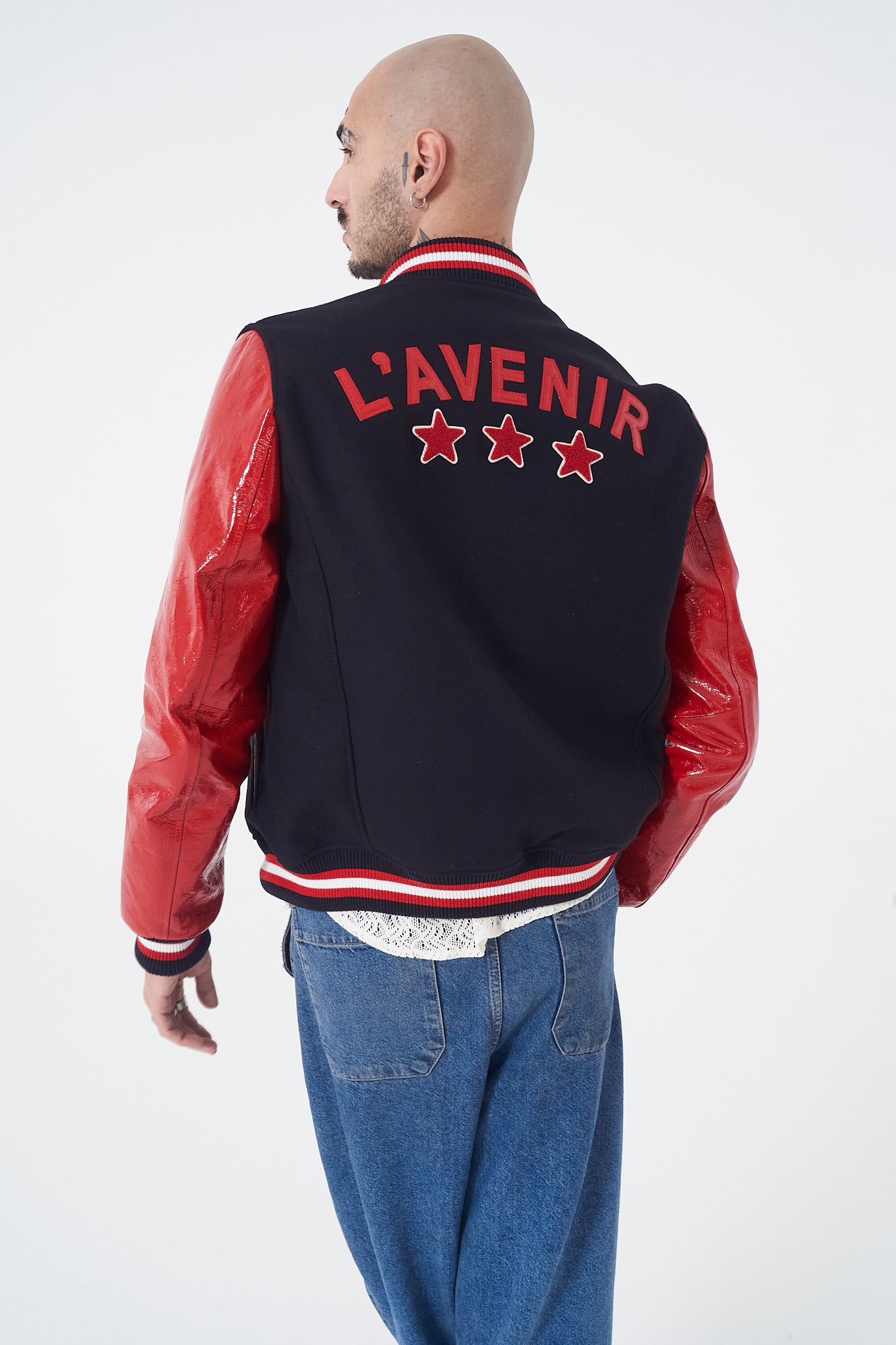 Raydar - Foiled Leather Varsity - Red & Black
