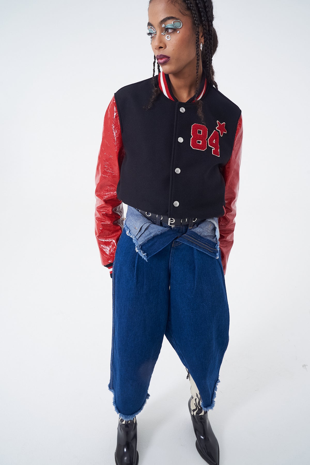 Raydar - Foiled Leather Varsity - Red & Black