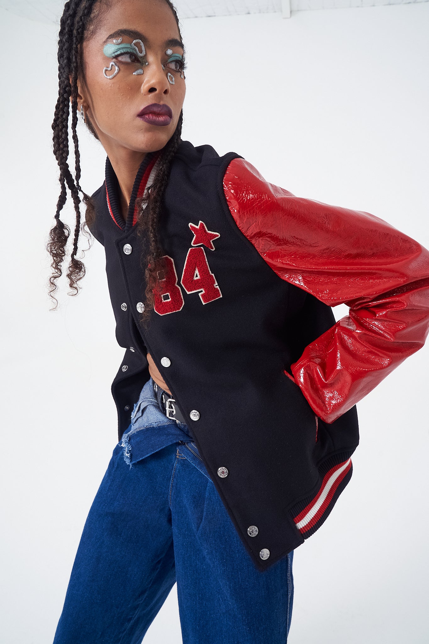 Raydar - Foiled Leather Varsity - Red & Black