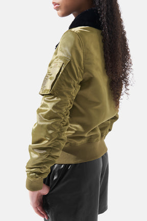 Ava - Nylon Jacket With Fur Collar