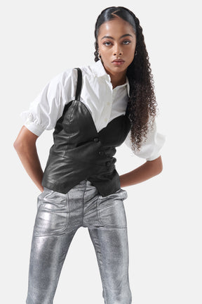 Cecilia - Leather Vest - Black