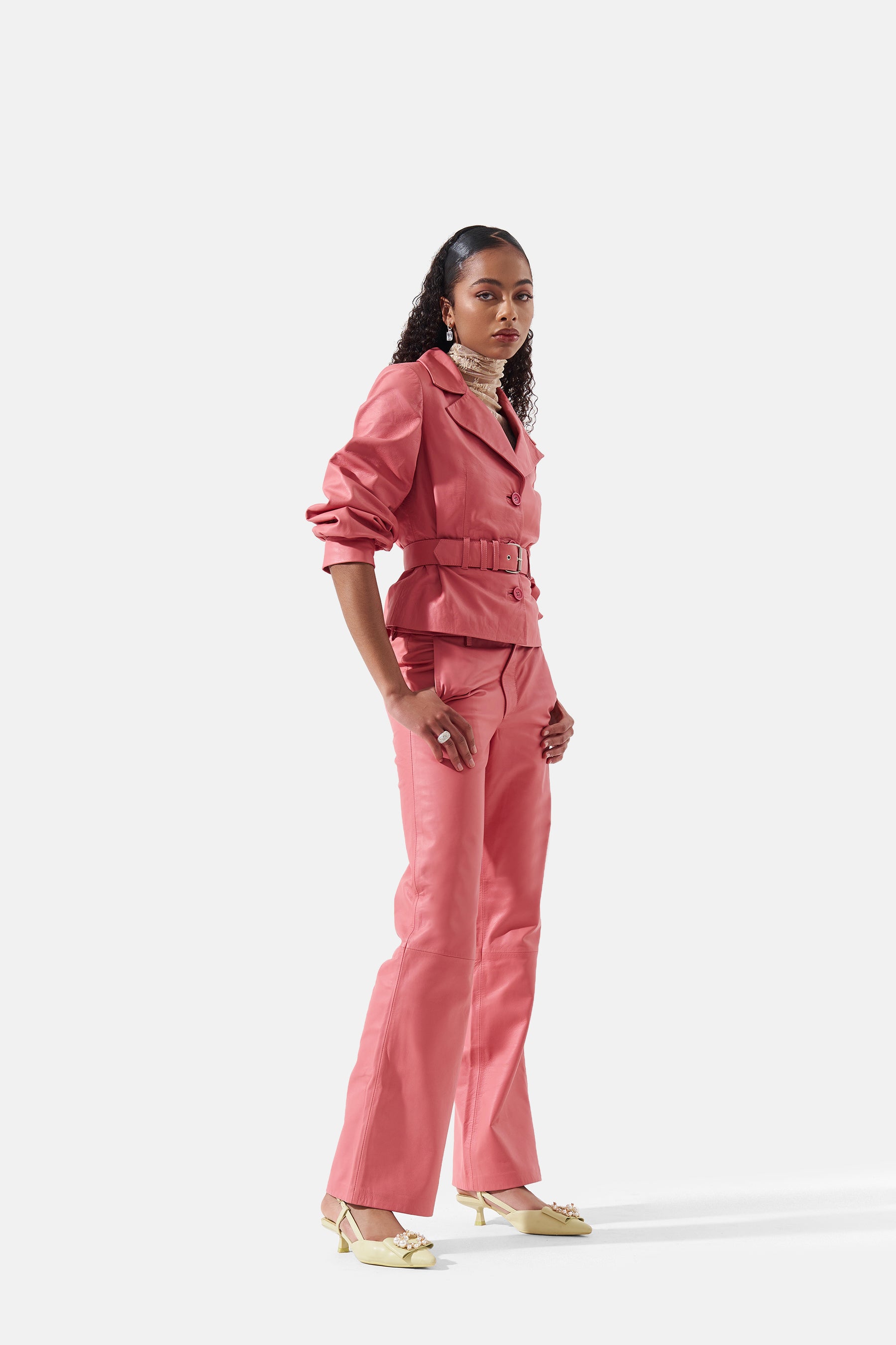 Keita - Leather Co-Ord Set - Blush