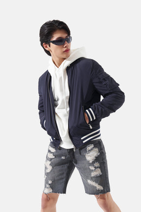 Marcel - Nylon Jacket With Striped Rib