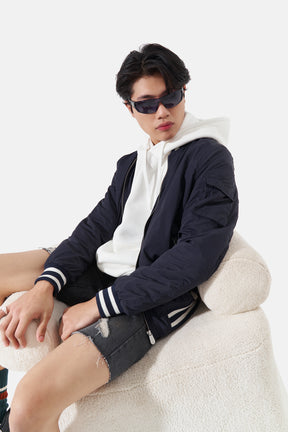 Marcel - Nylon Jacket With Striped Rib